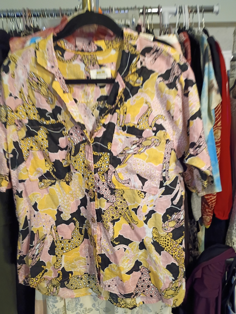 Maeve by Anthropologie Pink, Yellow & Black Printed Blouse